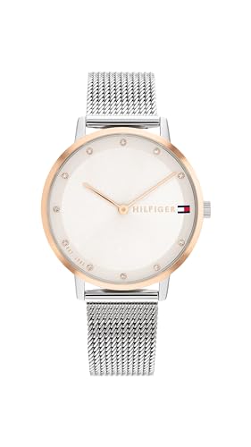Tommy Hilfiger Reloj De Movimiento De Cuarzo De Dos Manecillas para Mujer con Correa de Malla de Acero Inoxidable Plateada   1782666