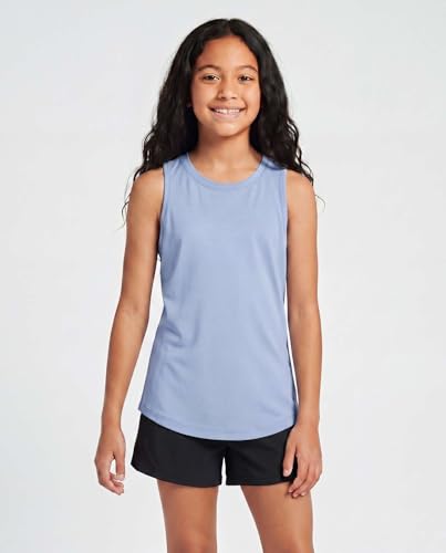Image of Real Essentials 4 Pack: Girls' Dry-Fit Active Tank Top - Gym Running Workout Athletic Shirt for Kids Teens Youth