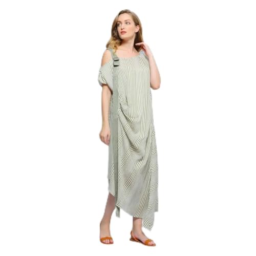 Robe drapée asymétrique à rayures robe midi fluide été