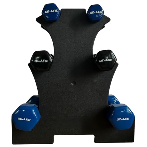 Image of De Jure Fitness Dumbbell Weight Stand, Heavy-Duty PVC Dumbbell Rack for Home Gym & Strength Training | Compact, Portable, and Space-Saving Dumbbell Holder with 6 Slots for 3 Pairs of Dumbbells (Without Dumbell)