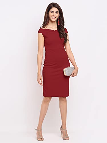 Image of Shasmi Women's Comfortable Mustard Sweetheart Neck Sleeveless Solid Midi Bodycon Casual Western Stylish Dress for Womens
