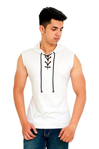 Image of Solid Men Hooded Neck Grey T-Shirt