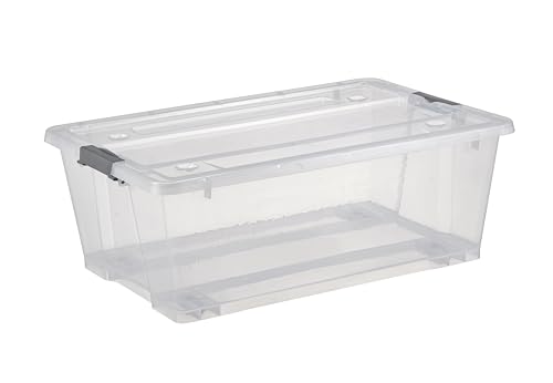 Jocca - Caja de Almacenaje con Ruedas y Tapa, con Clips Grandes/Plástico Duro/Almacena tu Ropa, Juguetes../ Organización en Casa/Baúl Organizador (57 * 38 * 21)