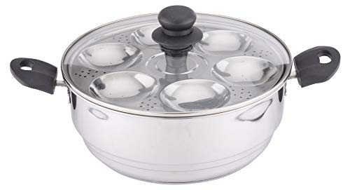 Image of Coconut Stainless Steel Idli & Dhokla Steamer 4.5L | 20 Idli Capacity | Heavy Gauge | Induction & Gas Compatible | Sandwich Bottom | Multipurpose Steamer with Glass Lid for Momos & Veggies