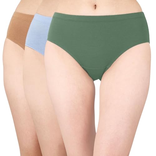 Image of SOIE Women High Rise Full Coverage Solid Colour Cotton Stretch Hipster Panty (Pack of 3)