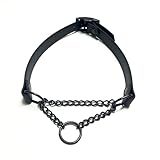 BDSM Halsband mit Kette, Pet play, martingale bdsm, Gothic Halsband, SM Choker Collar, Sklavenhalsband (S 34-40 cm)