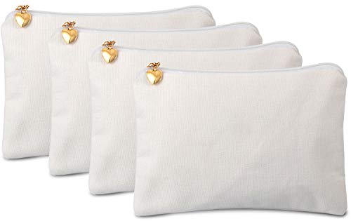 Preisvergleich Produktbild BlesMaller 4 Stück Kosmetiktaschen Make-up Taschen Reisetaschen Kulturbeutel Etuis mit Herzförmig Reißverschluss für Frauen Mädchen, Schminktäschchen 23 * 16cmWeiß