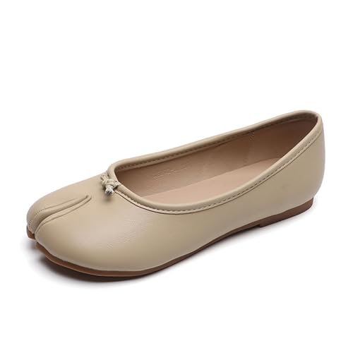 KOKOMOMO Split Toe Ballet Flats for Women Japanese Tabi Shoes Comfortable Flat Ballerina Shoe Low Heel Light Weight Walking Office Dress Shoes