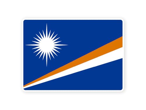 Sticker drapeau MARSHALL ILES marshallais 10cm(S) - 28cm(XL) autocollant bord blanc (taille M : 14cm x 10cm)