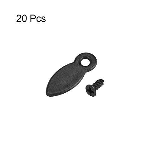 Image of uxcell Frame Turn Button, 4 /5 inch Plastic Drop Shape with Screws for Hanging Pictures, Photos, Drawings and Posters, 20 Pcs (Black)