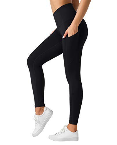 Dragon Fit High Waist Yoga Leggings with 3 Pockets,Lightweight Skiny Tummy Control Workout Running Yoga Pants (Small, Ankle-28Q-Black)