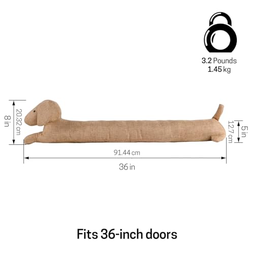SWISSELITE 36 Inch Under Door Stopper, Decorative Door Noise Blocker, Weighted 3.2 Pounds Animal Air Draft Stopper Soundproof Energy Saver for Door & Window