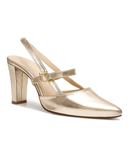 Image of JM LOOKS Slingback Pumps Elegant Dressy Heels for Women Closed Toe Pointy High Heels Wedding Bride Prom Party Evening Shoes