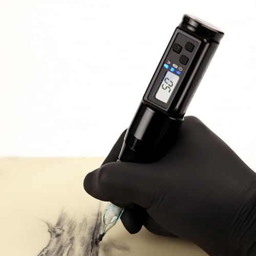 Dragoart Archer Wireless Tattoo Gun Cordless Tattoo Machine 1,500mAh Coreless Motor LCD Display 0-5mm Needle Depth, Rotary Tattoo Machine Pen Wireless for Tattoo Artists Beginner(3.5mm Stroke Black)