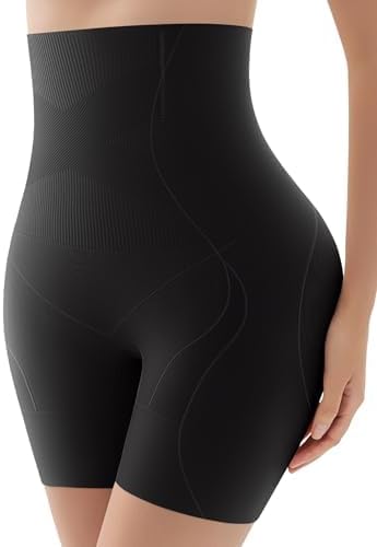 KLVEE Shapewear for Women Tummy Control, High Waisted Body Shaper Shorts Butt Lifting Thigh Slimmer Shapewear Under Dress Black