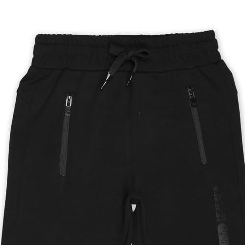 Image of Alan Jones Clothing Boys Solid Joggers Trackpant | Ribbed Hem & Waist | Drawstring Closure | Sizes 5-16 Years | Heavy GSM Fabric