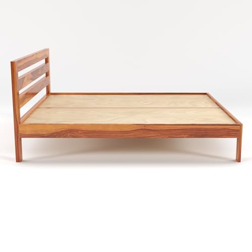 Image of Shisso FurnitureSheesham Wood King Size Bed Without Storage for Bedroom Living Room Solid Wood King Bed | Finish Color - Brown, DIY