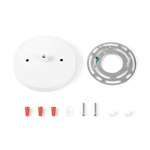 BRIGHTTIA 5in Modern Shallow Canopy Kit with Hardware - Matte White - Plug-in to Hardwire Pendant Light Conversion - DIY Lighting Lamp Parts (BA-C301W)