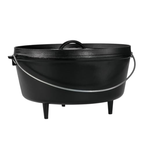 Image of Lodge Seasoned Cast Iron Camp Dutch Oven with Lid - 10 Quart - Dual Handles - Seasoned Cast Iron Cookware with Steel Handle & Strong Lid for Heavy- Duty Camping Cookware