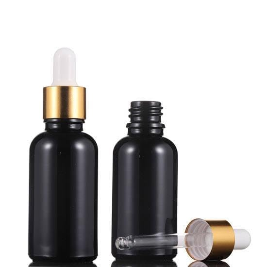 15ml - 12psc Black Glass Bottle with Gold ring, White Silicone Teat, Dropper, and Plug for Essential Oils, DIY skin care, Multipurpose Bottle for Home and Travel Purposes-image-7
