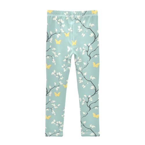 Leaves Green Butterflies Girls Leggings Athletic Pants Tights Stretch Bottom2