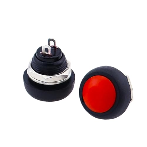 Interrupteur bouton-poussoir momentané 12mm rouge pbs33b 12v mini étanche 1A