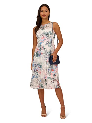 Image of Adrianna Papell Women's Floral Printed Veiled Dress