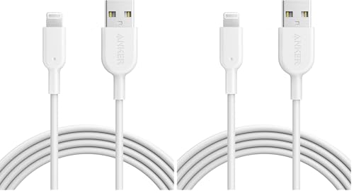 Image of Anker Powerline II Lightning Cable,Apple MFi Certified,USB Charging /Sync Lightning Cord Compatible with iPhone 11 Series /SE /Xs /XR,and More(6FT,White) (Pack of 2)