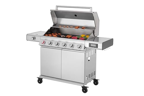 Tarrington House Barbacoa de Gas Glenwood con 6 + 1 Quemadores, Acero Inoxidable, Mesa Auxiliar...