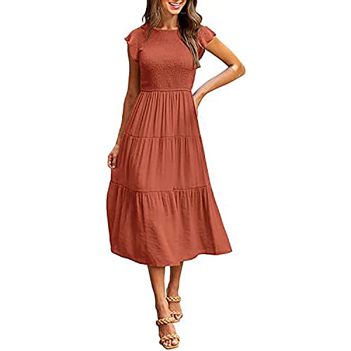 Chalhenp Sommerkleid für Damen, ärmellos, Rüschenärmel,...