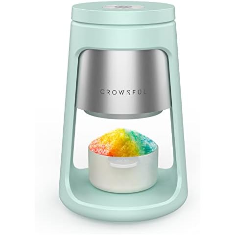 CROWNFUL Shaved Ice Machine Snow Cone Machine, 2 Ice Cups with Lids, Ice Shaver Machine for Snow Cones, Snowballs, Frozen Cocktails and More, Easy to DIY with Snow Cone Syrup at Home Cover