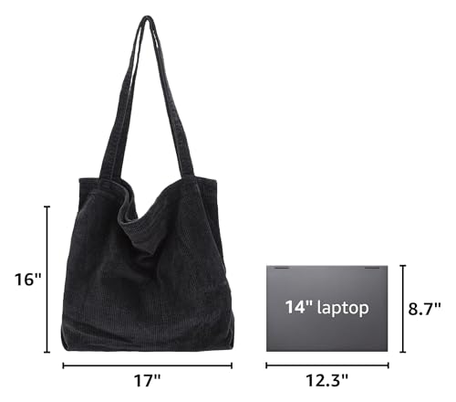 Image of 2026 Corduroy Tote Bag with Zipper Large Casual Handbags Shoulder Purse for Women