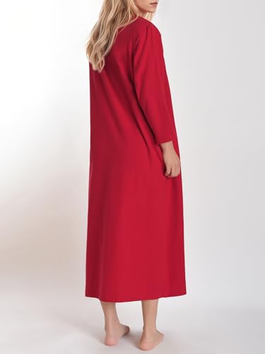 Latuza Women's Long Flannel Nightgown 3/4 Sleeve Cotton Nightgown with Pockets2