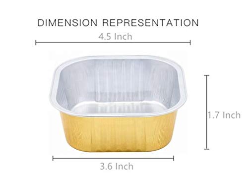 Keisen Square 4 2/5" 10Oz 300Ml 24/Pk Disposable Aluminum Foil Cups For Muffin Pie Tart Quiche Round Bread Loaf Pan Oven Cupcake Baking Bake Utility Ramekin Cup #TOP3