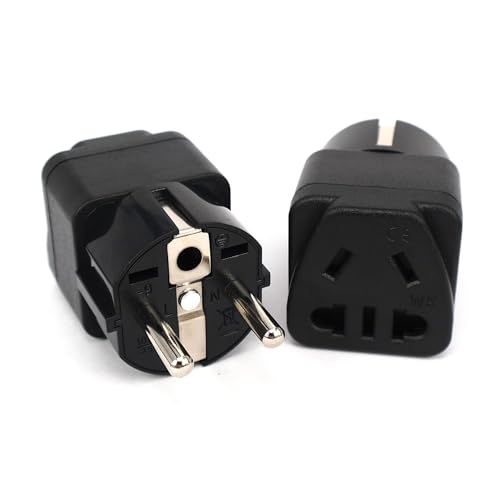 Adaptateur secteur avec mise à la terre type E/F WK-9 black pour prise électrique française