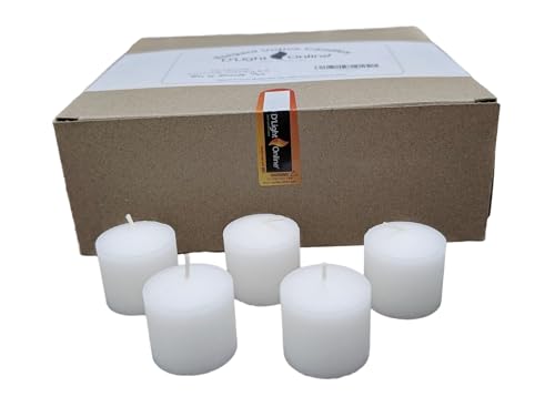 D'light Online 10 Hour Burn Time Unscented White Votive Candles - Bulk Mini Candles for Birthdays, Baby Shower, Restaurants, Home Decoration and Weddings (White, Set of 72)