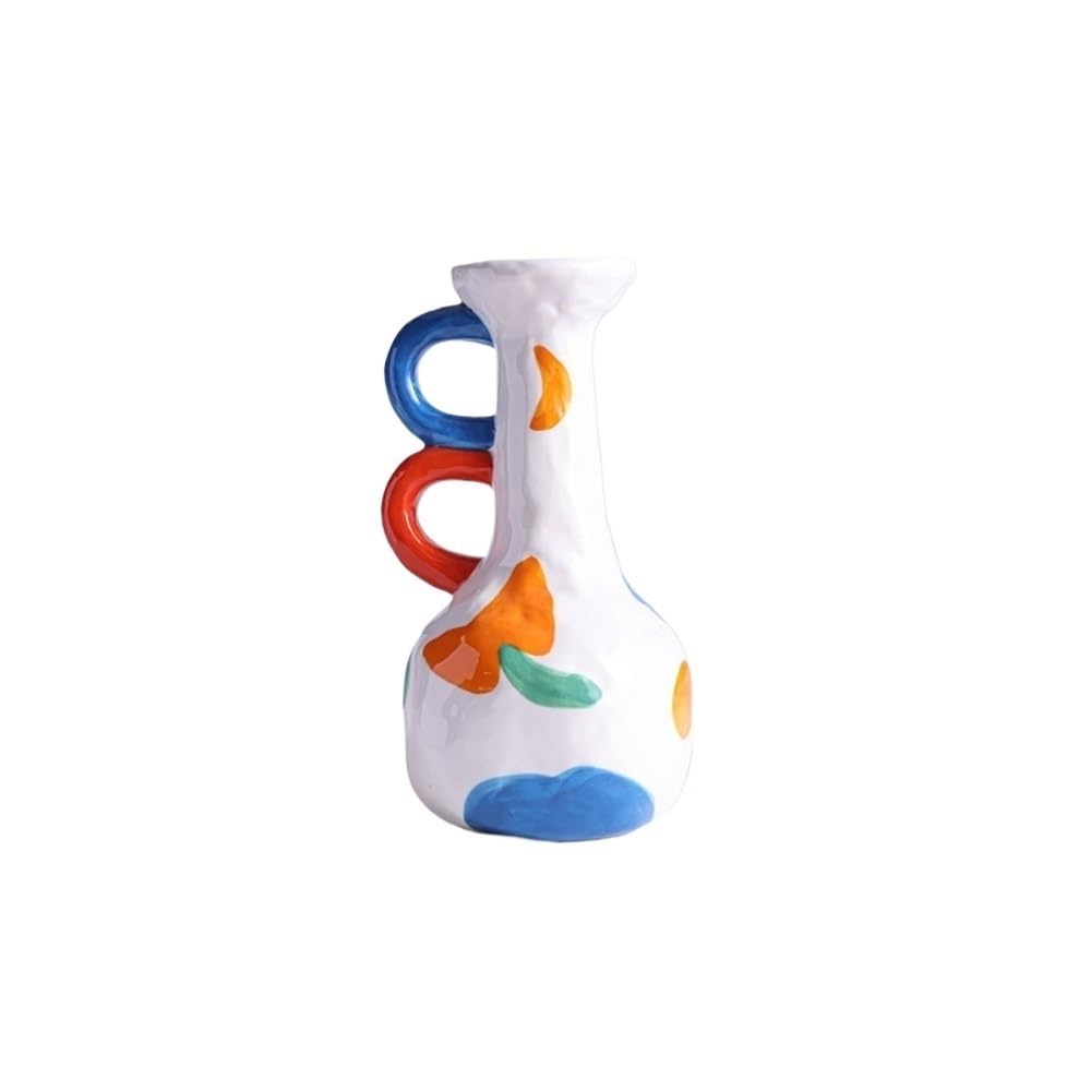 Vase Colorful Floral Irregular Vintage Ceramic Flower Arrangement Home Living Room Entryway