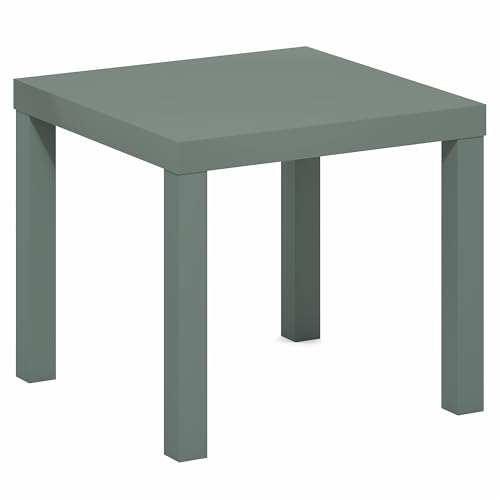 Image of Furinno Classic Side Table, Square Modern End Table with 1.8 inch Triple Thick Tabletop, Simple Night Stand, Bedside Table, Toolless Assembly, for Living Room, Bedroom, Sage Green
