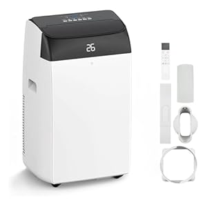 Mobiles Klimagerät 12000 BTU, 5-in-1 Kühlen, Entfeuchten (bis 45L/Tag), Ventilieren (3 Stufen), Nachtmodus, Ultra-Leise, Energieeffizient, R290, Digitaldisplay, Fernbedienung, 24h-Timer