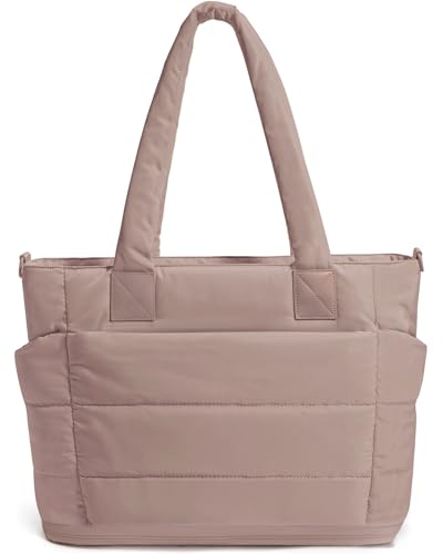 Image of Puffer Tote Bag for Women Quilted Nurse Bag Lightweight Work Bag for Teacher Travel Handbag with Multiple Pockets