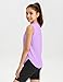 JOCMIC Girls Tank Tops, Quick Dry Kids Athletic Shirts, UPF50+ Workout Tanks for Dance Running Gymnastics Purple 11-12 Years