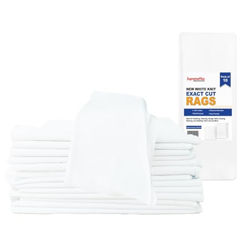 SupremePlus Premium Exact Cut White T-Shirt Cleaning Rags - 20