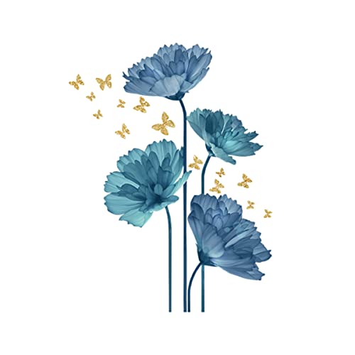 Mestiker ウォールステッカー 青 花 絵画風 植物 夏 花 蝶 鳥 diy ウォールステッカー 壁紙シール はがせる おしゃれ 北欧 モダンアート ポスター ウォールペーパー wall sticker decoration [5]