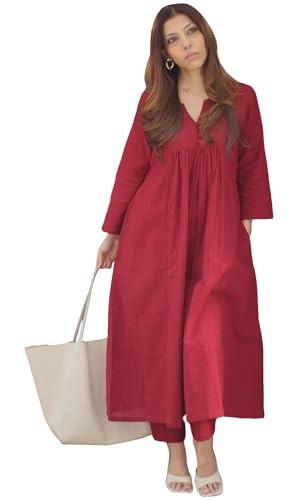 Image of ANNI Designer Women's Rayon Viscose Ethnic Co-Ord Set | Kurta Pant Set | Kurta Palazzo Set | Stylish Cotton Suit Set for Women