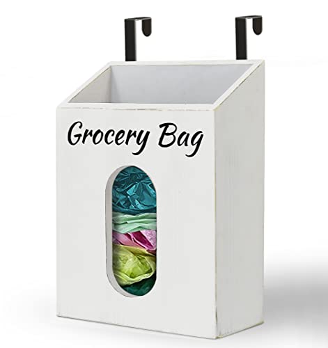 Rustikaler Holz-Einkaufstaschenhalter zur Wandmontage, Kunststoffbeutelhalter für Schrank, Müllbeutelhalter für Plastiktüten, Müllbeutelspender für Zuhause und Küche, Organisation und Aufbewahrung Cover