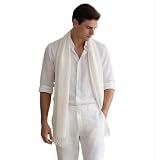 LA FERANI Écharpe d'été pour homme, en cachemire, 180 x 70 cm, fine, pour occasions formelles, style élégant, classique, cadeau pour lui, Blanc., 175x70