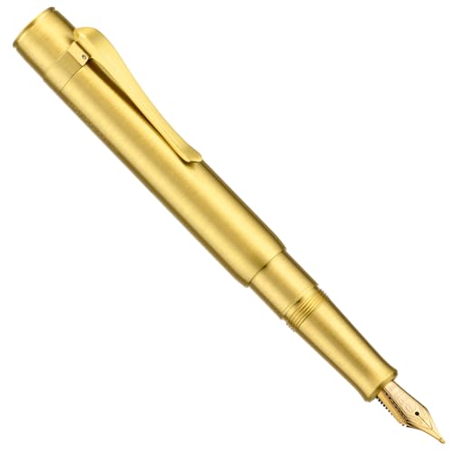 Image of Hongdian M2 Black Forest Mini Fountain Pen, Long Blade Nib & Sleek Shape Brass Short Pocket Travel Pen (Glossy Brass)