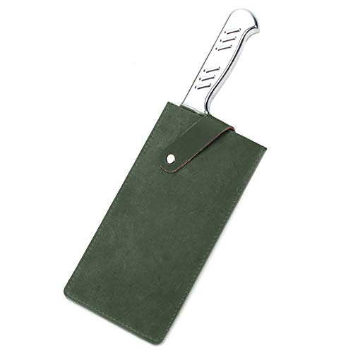 Leather Knife Sheath,Cleaver Cover, Wide Knife Edge Guard, Wide Knives Blade Edge Protectors,Heavy Duty Butcher Chef Knife Cover Sleeves,Meat Cleaver Covers Fits Blades Up To 8”L x 4”W (Green)