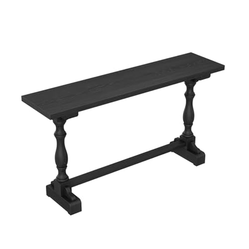 Mesa de pub de madera maciza, color negro, diseño de tablones gruesos, patas resistentes, ideal para la cocina del hogar, comedor, bistró, 120 x 40 x 105 cm