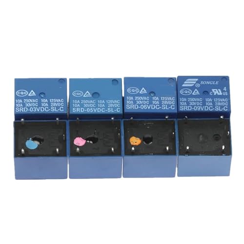 Relé SRD-06VDC-SL-C de 6V y 10A con 5 pines para conmutación de circuitos